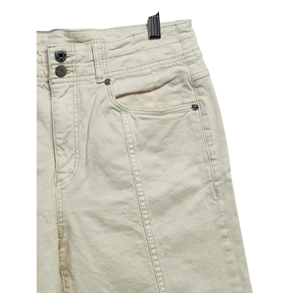 LOFT The Wide Leg Jeans Womens 4 Cream Ecru Wide Leg Stretch Utility Denim Pants